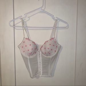 White Corset with Pink Flowers